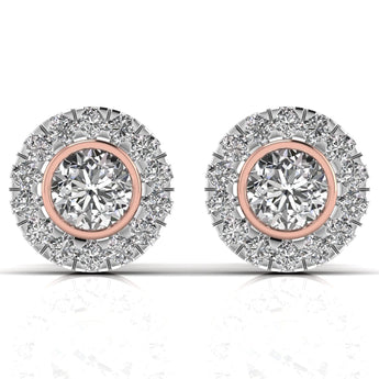 Ivana Jewels Earrings Rose Gold / 14KT Round Cut Diamonds Studs Earring