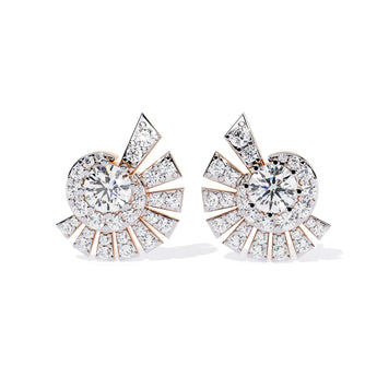 Ivana Jewels Earrings Rose Gold / 14KT Round Diamond Cluster Earrings