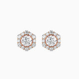 Ivana Jewels Earrings Rose Gold / 14KT Round Diamonds Halo Studs Earring