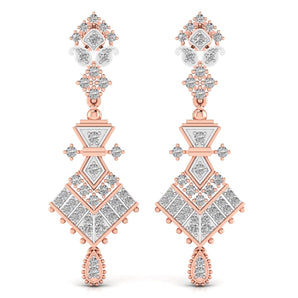 Ivana Jewels Earrings Rose Gold / 14KT Royal Style Round Cut Diamond Dangler Earring