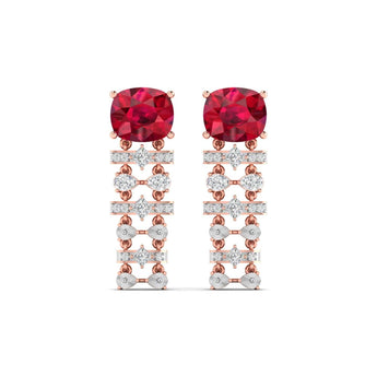 Ivana Jewels Earrings Rose Gold / 14KT Ruby and Diamond Drop Earrings