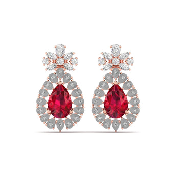 Ivana Jewels Earrings Rose Gold / 14KT Ruby and Diamond Earrings