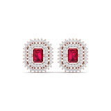 Ivana Jewels Earrings Rose Gold / 14KT Ruby and Diamond Stud Earrings