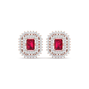 Ivana Jewels Earrings Rose Gold / 14KT Ruby and Diamond Stud Earrings