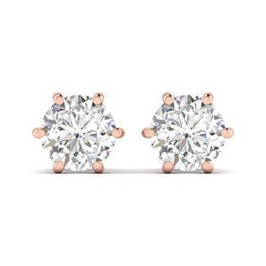 Ivana Jewels Earrings Rose Gold / 14KT Six-Prong Diamond Stud Earrings
