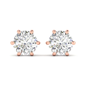 Ivana Jewels Earrings Rose Gold / 14KT Six-Prong Diamond Stud Earrings