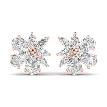 Ivana Jewels Earrings Rose Gold / 14KT Solitaire Pear Shape & Marquise Shape Diamonds Fancy Earring