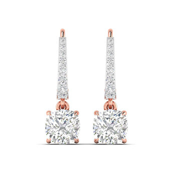 Ivana Jewels Earrings Rose Gold / 14KT Square Cushion Diamond Dangle Earrings