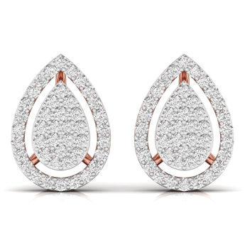 Ivana Jewels Earrings Rose Gold / 14KT Teardrop Round Cut Diamond Earrings