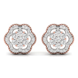 Ivana Jewels Earrings Rose Gold / 14KT Twisted Floral Lab Grown Diamond Studs Earring