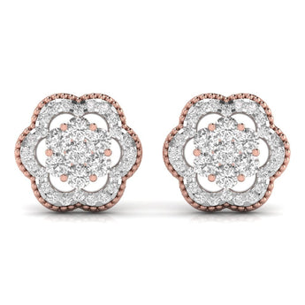 Ivana Jewels Earrings Rose Gold / 14KT Twisted Floral Lab Grown Diamond Studs Earring