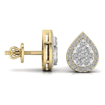 Ivana Jewels Earrings Round Cut Diamonds Leaf Shape Earrings