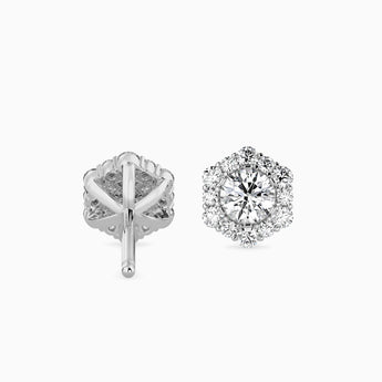 Ivana Jewels Earrings Round Diamonds Halo Studs Earring