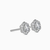 Ivana Jewels Earrings Round Diamonds Halo Studs Earring