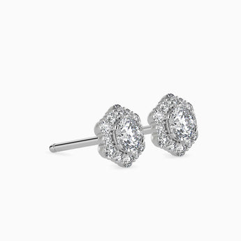 Ivana Jewels Earrings Round Diamonds Halo Studs Earring