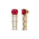 Ivana Jewels Earrings Ruby and Diamond Drop Earrings