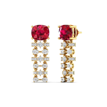 Ivana Jewels Earrings Ruby and Diamond Drop Earrings
