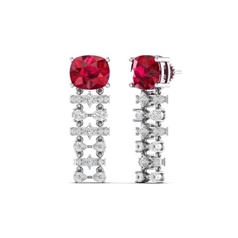Ivana Jewels Earrings Ruby and Diamond Drop Earrings