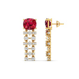 Ivana Jewels Earrings Ruby and Diamond Drop Earrings