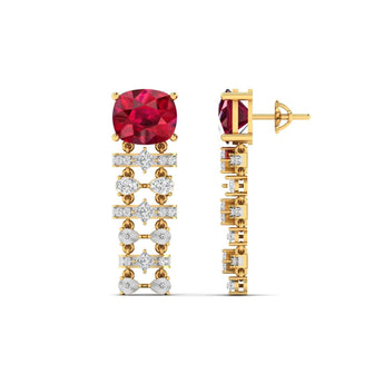 Ivana Jewels Earrings Ruby and Diamond Drop Earrings