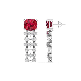 Ivana Jewels Earrings Ruby and Diamond Drop Earrings