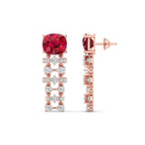 Ivana Jewels Earrings Ruby and Diamond Drop Earrings
