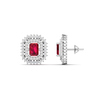 Ivana Jewels Earrings Ruby and Diamond Stud Earrings