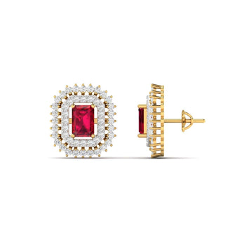 Ivana Jewels Earrings Ruby and Diamond Stud Earrings