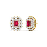 Ivana Jewels Earrings Ruby and Diamond Stud Earrings