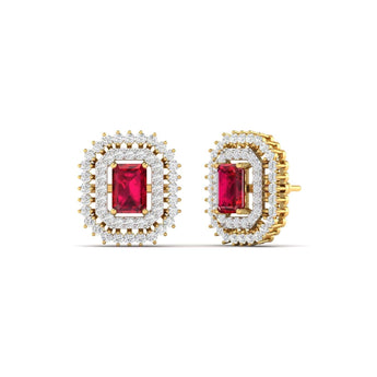 Ivana Jewels Earrings Ruby and Diamond Stud Earrings