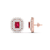 Ivana Jewels Earrings Ruby and Diamond Stud Earrings