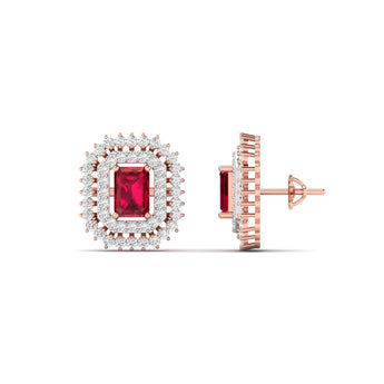 Ivana Jewels Earrings Ruby and Diamond Stud Earrings