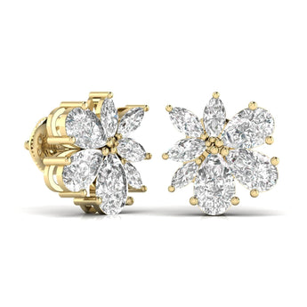 Ivana Jewels Earrings Solitaire Pear Shape & Marquise Shape Diamonds Fancy Earring