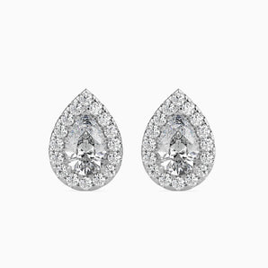 Ivana Jewels Earrings White Gold / 14KT 0.30 Carat Each Pear & Round Diamond Halo Stud Earring
