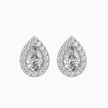 Ivana Jewels Earrings White Gold / 14KT 0.30 Carat Each Pear & Round Diamond Halo Stud Earring