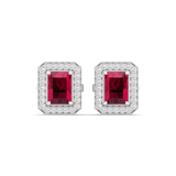 Ivana Jewels Earrings White Gold / 14KT 0.76 Carat Diamond Ruby Gold Stud Earrings