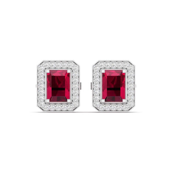 Ivana Jewels Earrings White Gold / 14KT 0.76 Carat Diamond Ruby Gold Stud Earrings