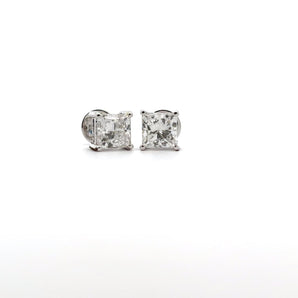 Ivana Jewels Earrings White Gold / 14KT 1.03 carat Each Princess Solitaire Diamond 4-Prong Basket Setting Stud Earring