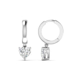 Ivana Jewels Earrings White Gold / 14KT 1.03 Carats Each Heart Shape Diamonds Heartfelt Hoops Earrings