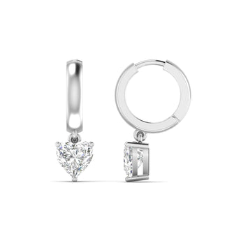 Ivana Jewels Earrings White Gold / 14KT 1.03 Carats Each Heart Shape Diamonds Heartfelt Hoops Earrings