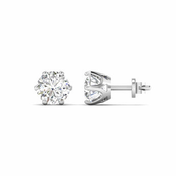 Ivana Jewels Earrings White Gold / 14KT 1.06 Carats Each Round Diamonds 6-prongs Setting Studs Earrings