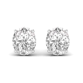 Ivana Jewels Earrings White Gold / 14KT 1.5 Carats Each Oval Shape Solitaire Diamond 4-Prong Setting Studs Earring