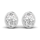 Ivana Jewels Earrings White Gold / 14KT 1.5 Carats Each Oval Shape Solitaire Diamond Bezel Setting Studs Earring