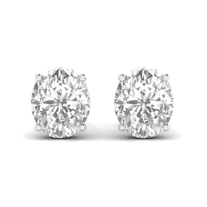 Ivana Jewels Earrings White Gold / 14KT 1.5 Carats Each Oval Shape Solitaire Diamond Four Prong Setting Studs Earring