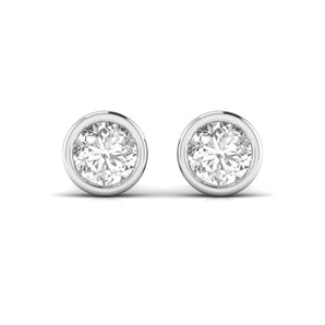 Ivana Jewels Earrings White Gold / 14KT 1.5 Carats Each Round Solitaire Diamond Bezel Setting Studs Earring