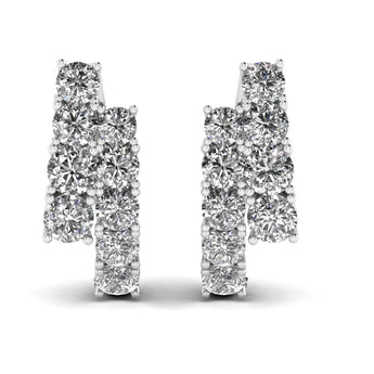 Ivana Jewels Earrings White Gold / 14KT 1.6 Carat Round Diamonds Hoop Huggies Earrings
