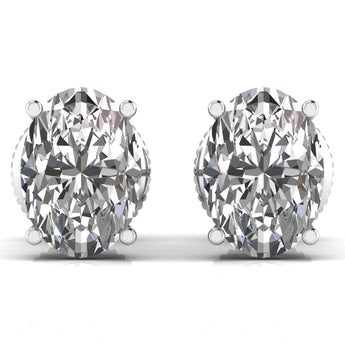 Ivana Jewels Earrings White Gold / 14KT 1 Carat Each Oval Shape Diamond Stud Earring