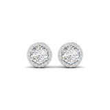 Ivana Jewels Earrings White Gold / 14KT 1 Carat Each Round Diamonds Halo Studs Earring