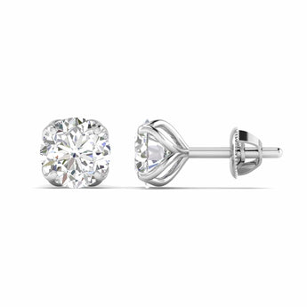 Ivana Jewels Earrings White Gold / 14KT 1 Carats Each Round Diamonds 4-prongs Setting Studs Earrings