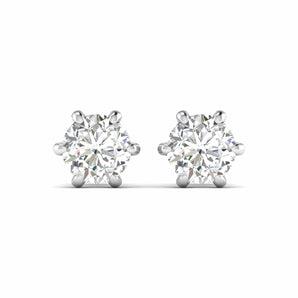 Ivana Jewels Earrings White Gold / 14KT 2.01 Carats Each Round Diamonds 6-Prongs Setting Studs Earrings